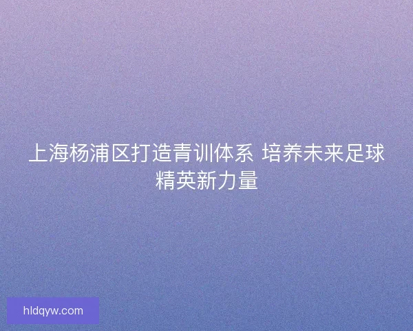 上海杨浦区打造青训体系 培养未来足球精英新力量