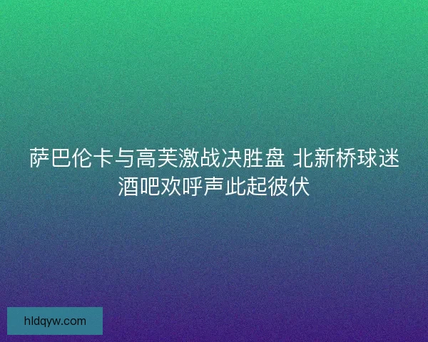 萨巴伦卡与高芙激战决胜盘 北新桥球迷酒吧欢呼声此起彼伏