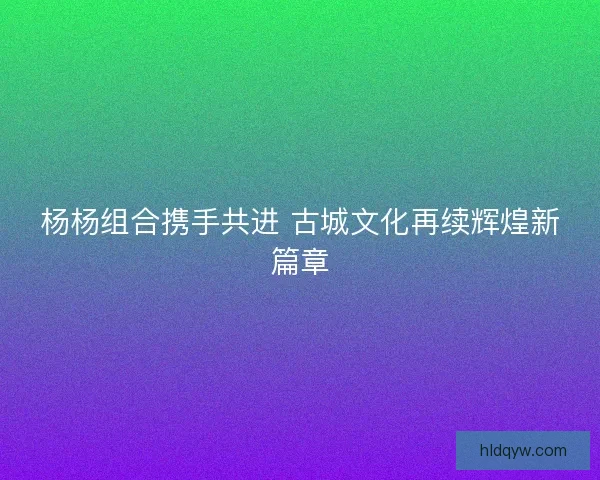 杨杨组合携手共进 古城文化再续辉煌新篇章