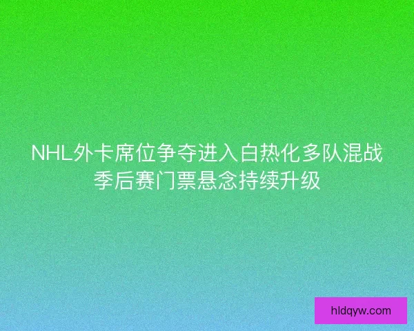 NHL外卡席位争夺进入白热化多队混战季后赛门票悬念持续升级