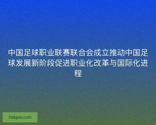 中国足球职业联赛联合会成立推动中国足球发展新阶段促进职业化改革与国际化进程
